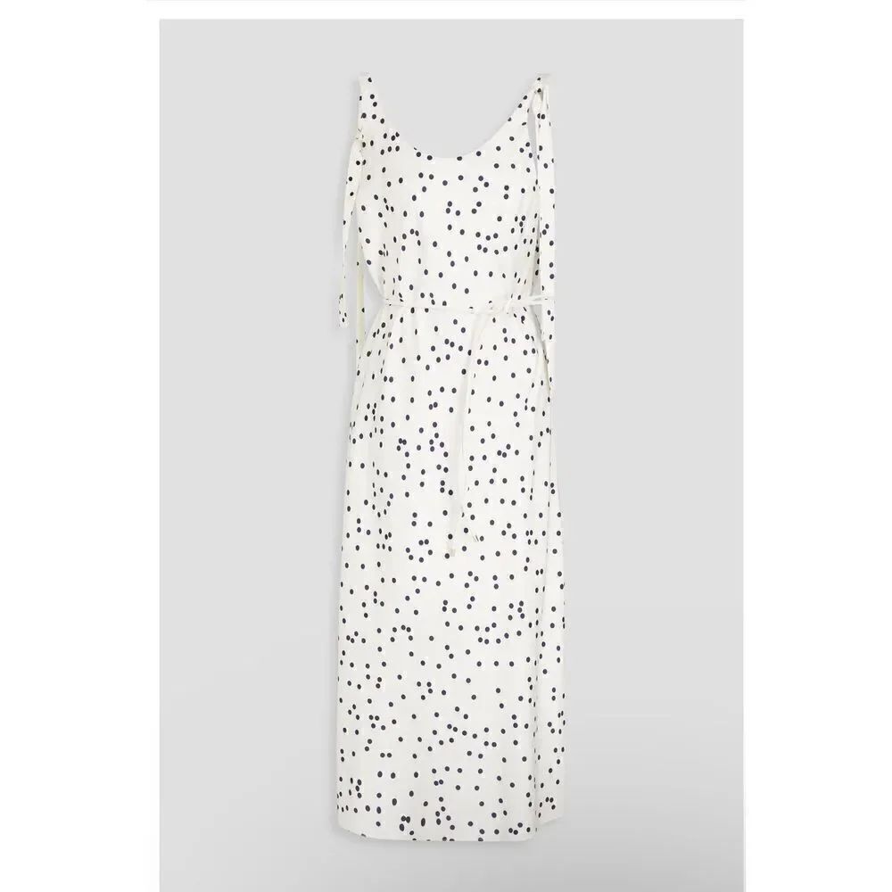 Zimmermann polka dot satin midi sleeveless dress tie shoulder straps 1 (4-6) u.s